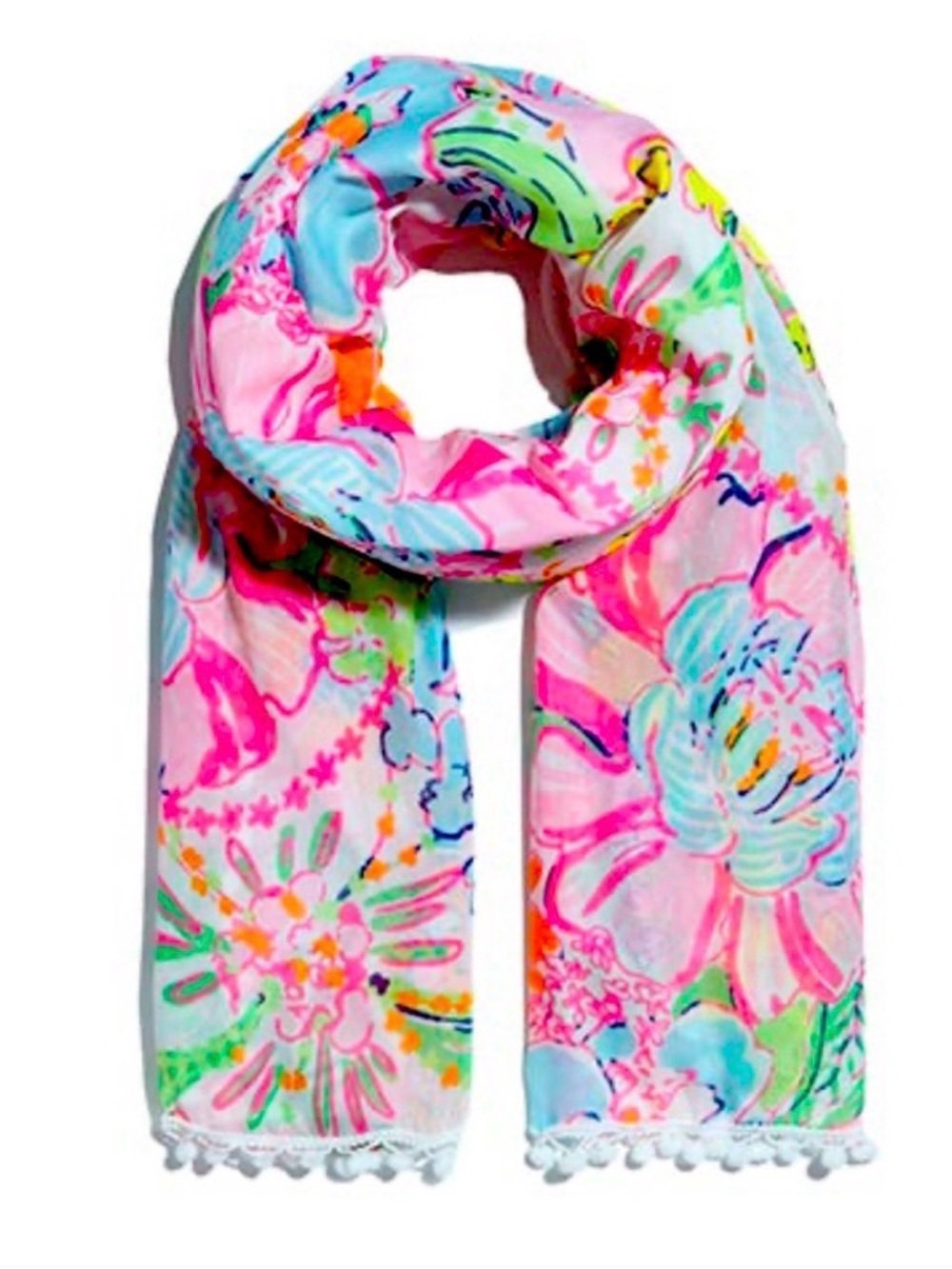 💕RARE💕Lilly Pulitzer Beach Wrap Pom Pom Scarf